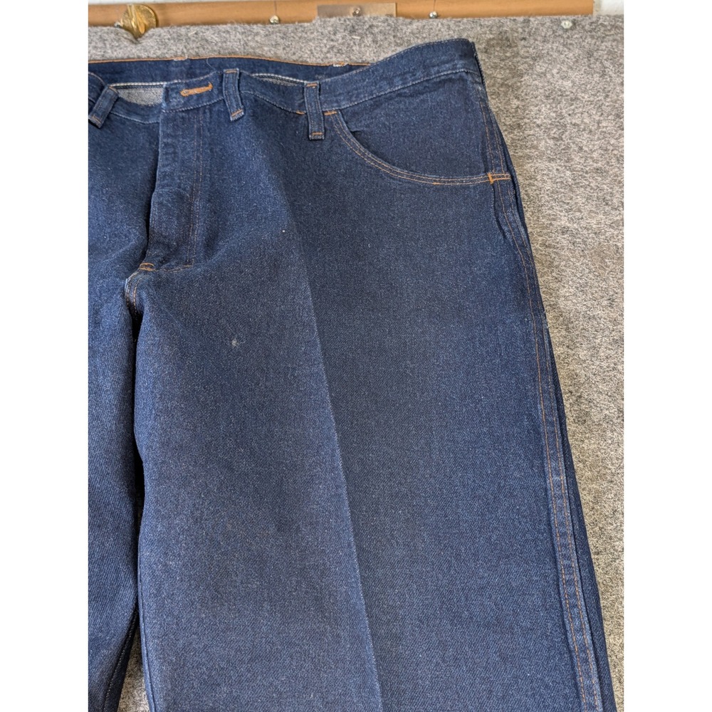 Rustler Mens Regular Fit Denim Jeans Indigo Blue Cotton 87619PW 44x30 Starched - Picture 7 of 11